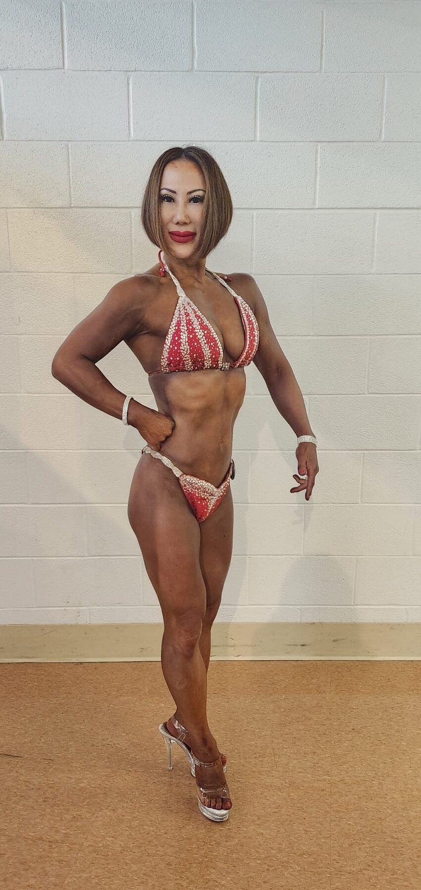Coach Sarah participating in a fitness competition