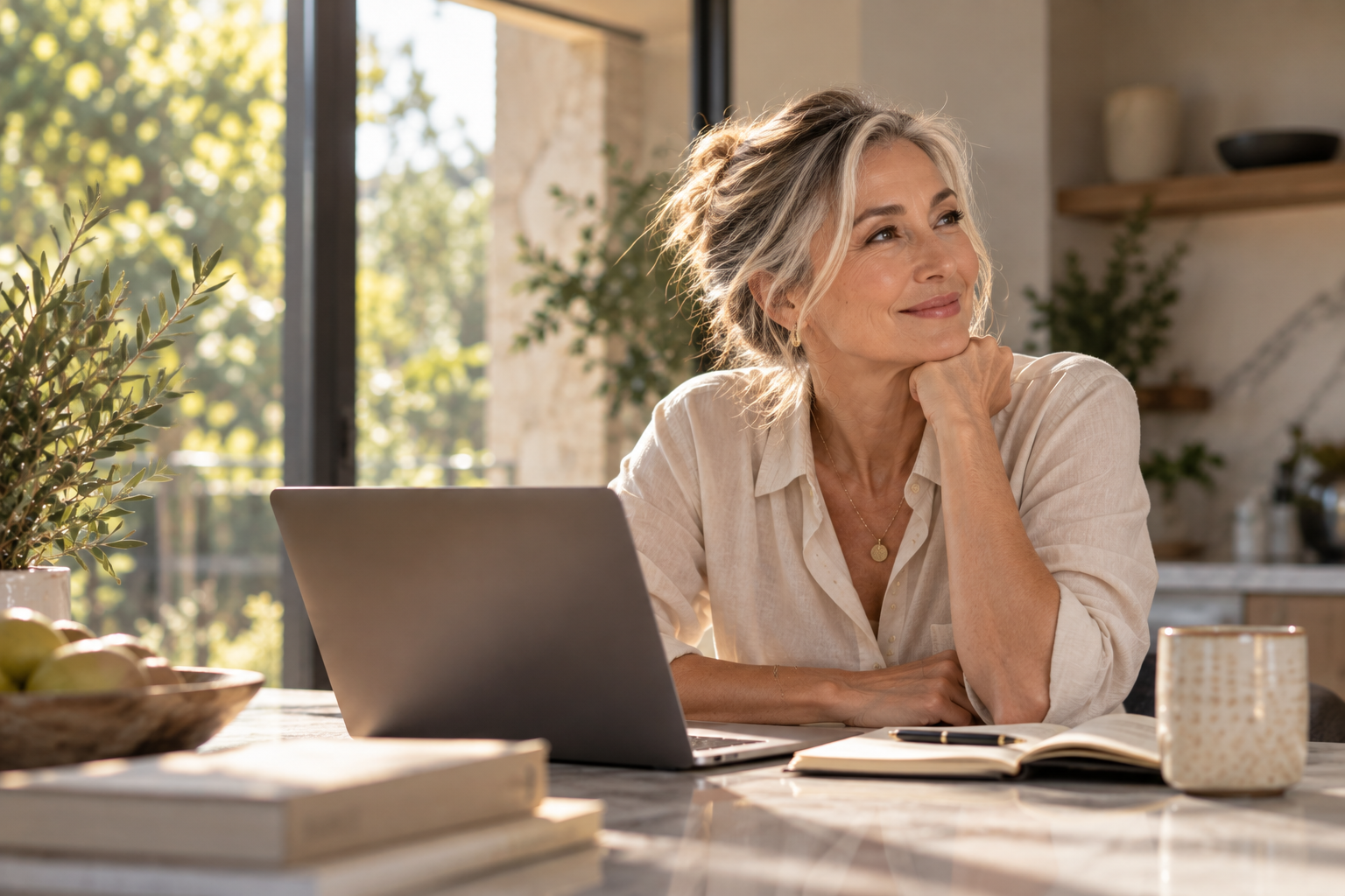 Confident mature woman in a bright, welcoming home environment